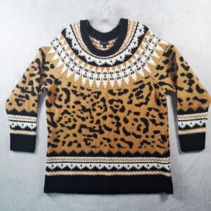 Torrid Vegan Cashmere Pullover Fair Isle Sweater Size 2 Leopard Animal Print